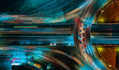 Road and Roundabout top view, Road traffic an important infrastr